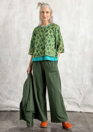 Organic cotton jersey trousers - forest green