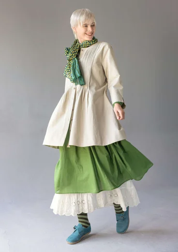Cotton/linen smock blouse with pintucks - natural