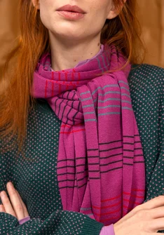 “Sylvi” rib-knit organic cotton/wool scarf - rosebay willowherb