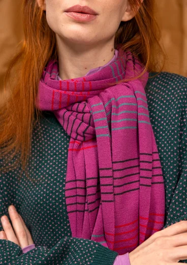 “Sylvi” rib-knit organic cotton/wool scarf - rosebay willowherb