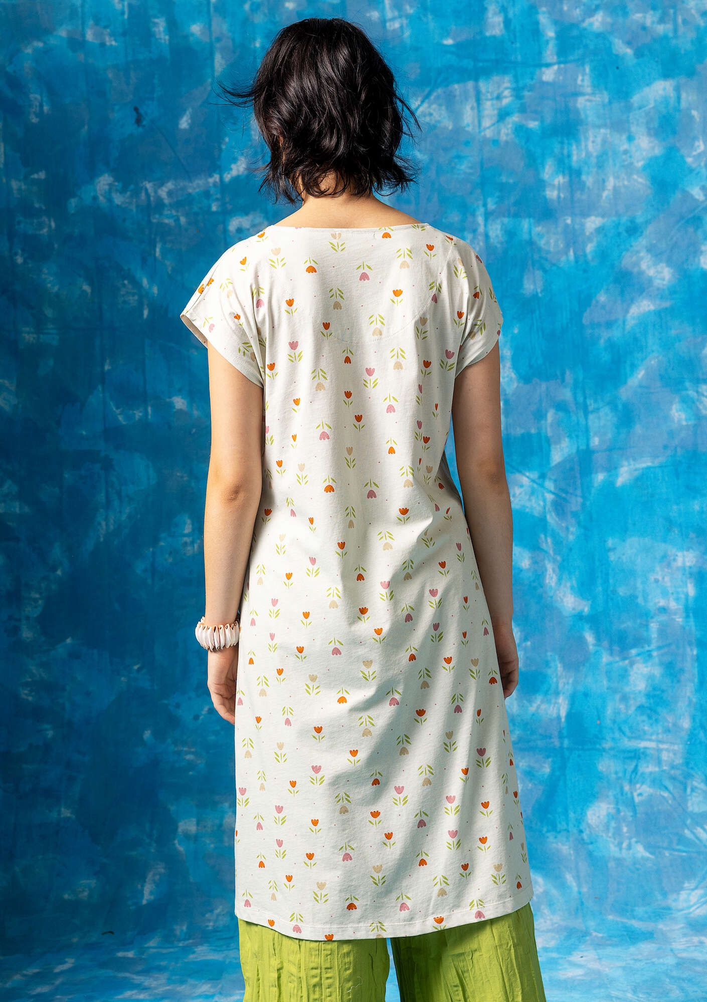 “Zahra” jersey dress in organic cotton almond milk thumbnail