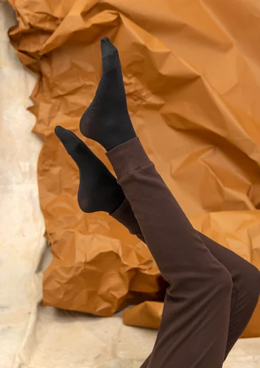 Legging en jersey de coton biologique côtelé - aubergine foncé