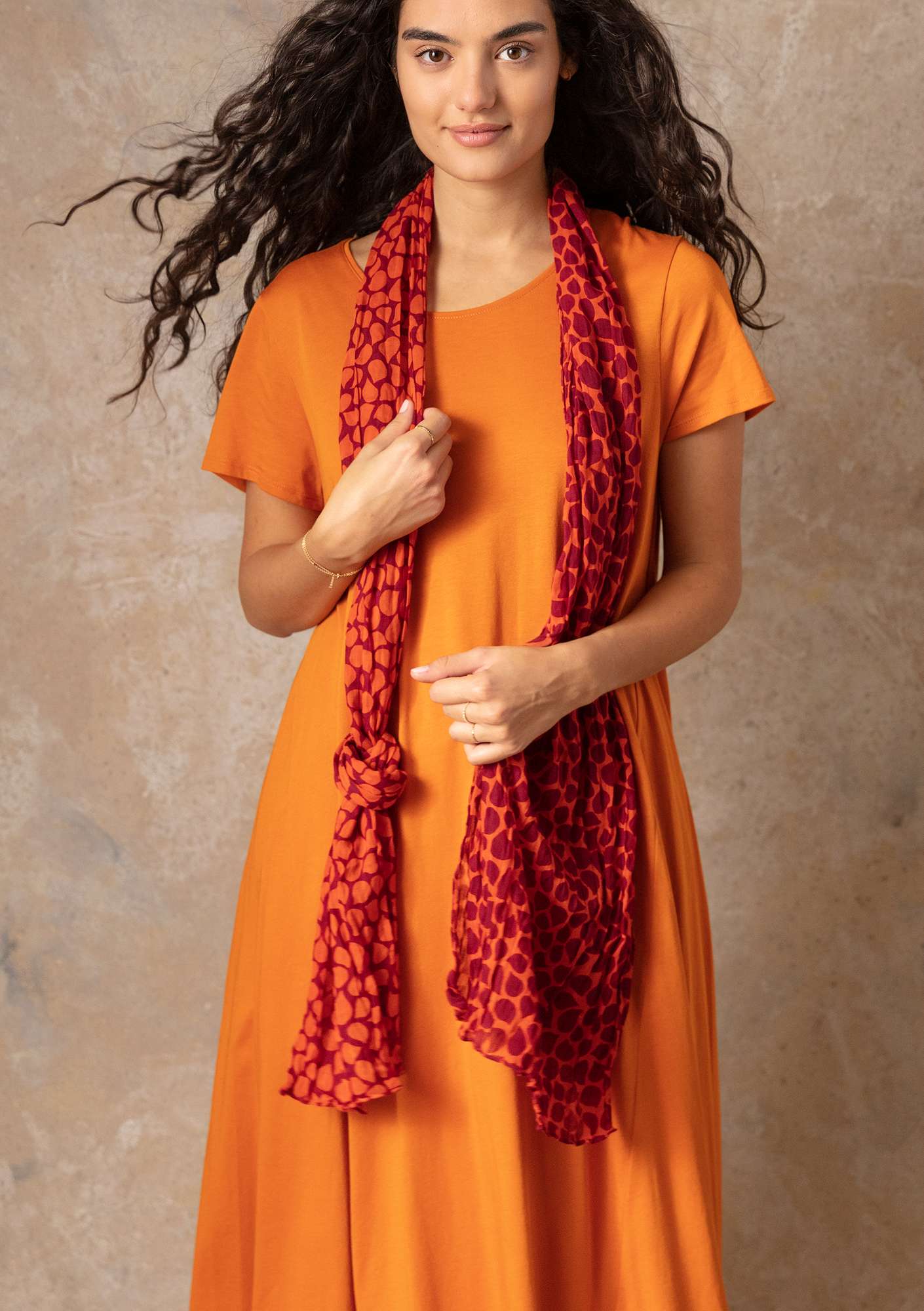 “Serafina  organic cotton shawl purple red/patterned