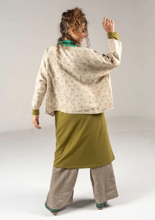 “Bodil” woven linen blouse - dark natural/patterned