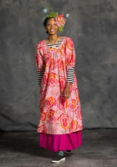 Geweven jurk "Great Rose" van biologisch katoen/zijde - licht poederroze