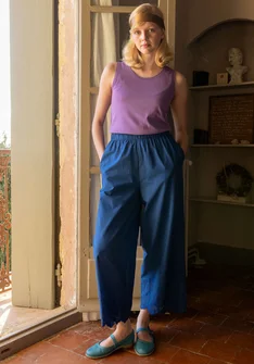 “Anglaise” woven organic cotton trousers - porcelain blue