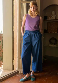 Webhose „Anglaise  “ aus Bio-Baumwolle - porzellanblau