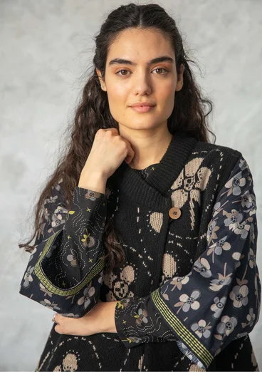 Gilet sans manches croisé "Marabel" en mélange de laine recyclée - noir