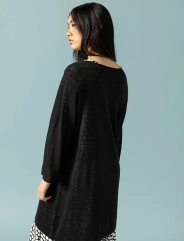 Tunic in a linen/recycled linen knit fabric - svart