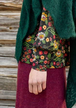 Strikket tørklæde "Forgetmenot" i alpakablanding - mørk jaspis/meleret