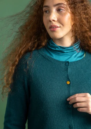 Cardigan in wool - dark jade