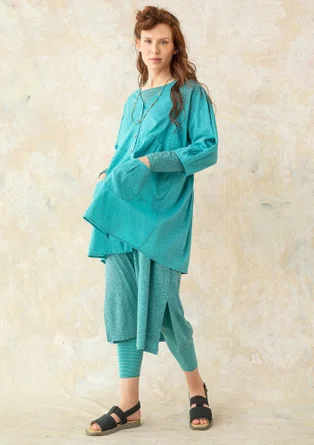 Blouse d’artiste en coton biologique tissé - vert lagon