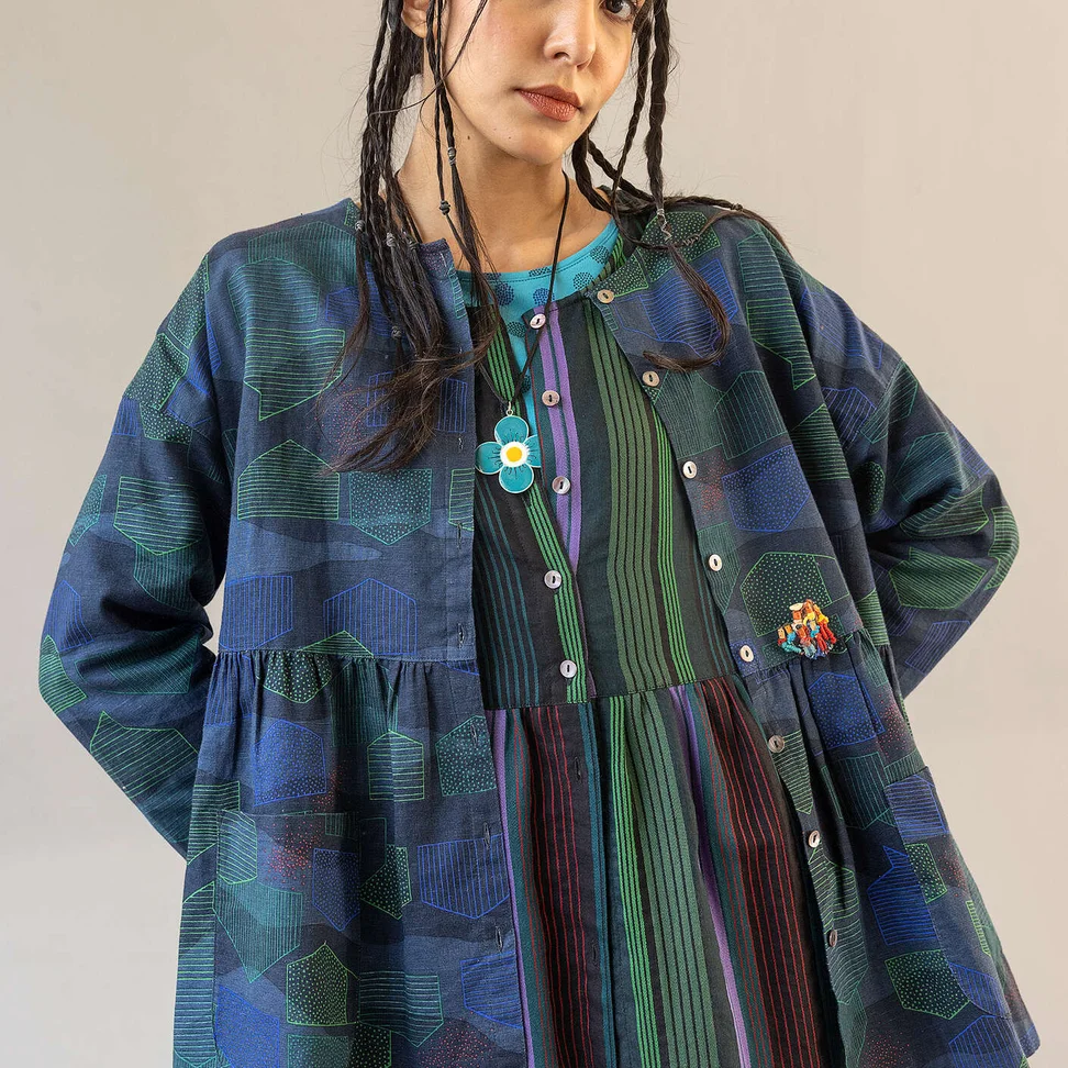 “Alaska” blouse in organic cotton/linen - dark indigo