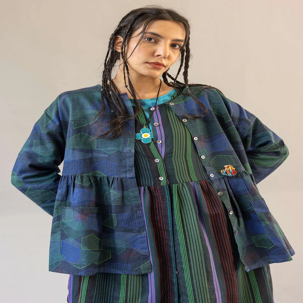 “Alaska” blouse in organic cotton/linen - dark indigo