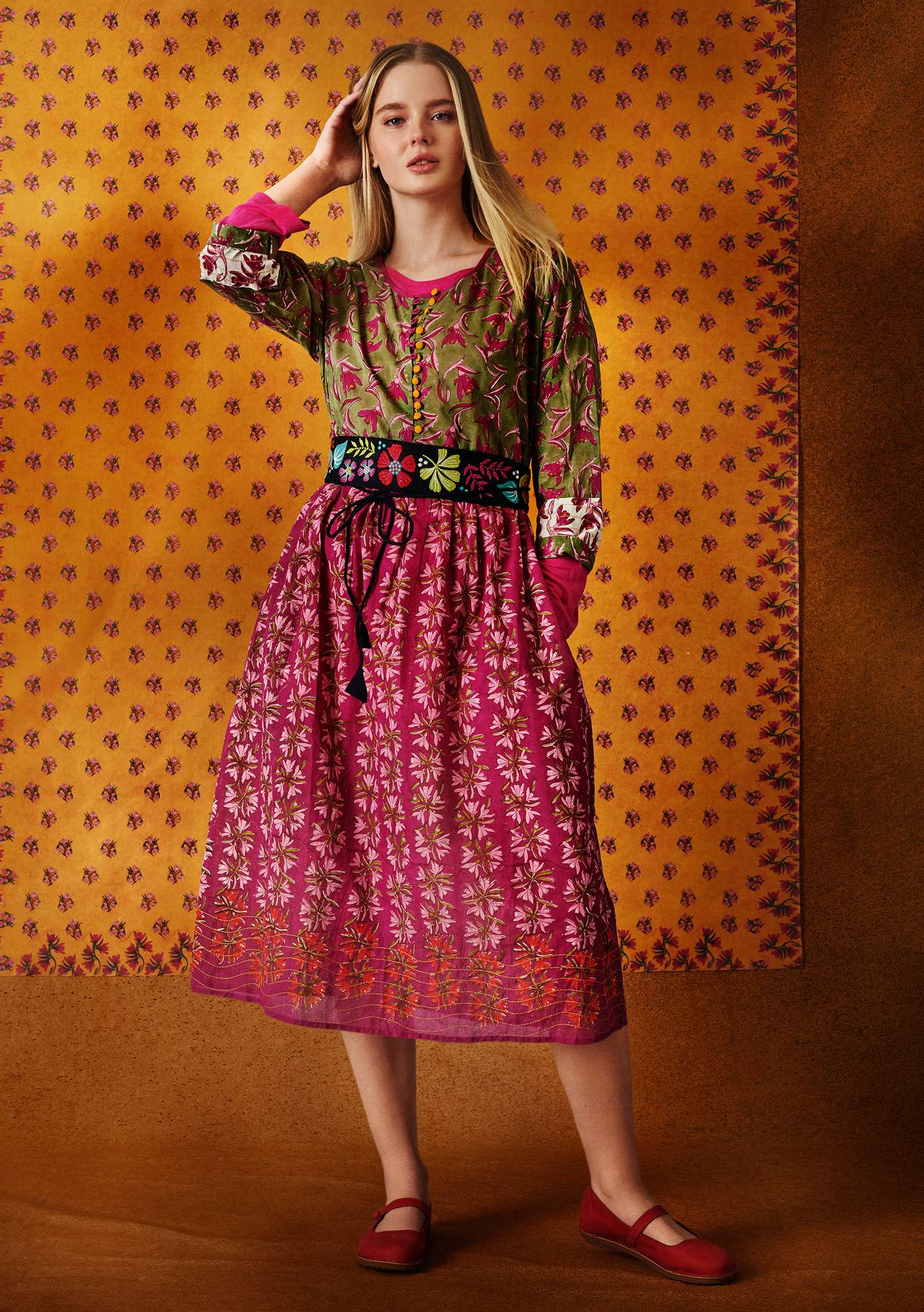 “Tara” woven organic cotton dress multicoloured thumbnail