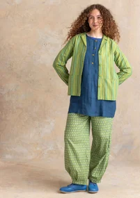 “Esme” woven organic cotton/linen jacket - kiwi/stripe