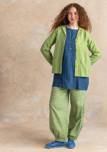 “Esme” woven organic cotton/linen jacket - kiwi/stripe