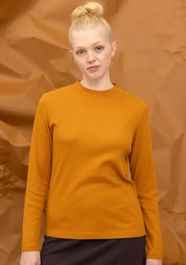 Long-sleeve mock neck top in organic cotton jersey - lion