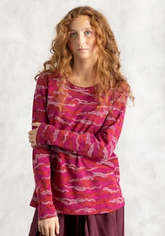 “Mona” organic cotton/elastane jersey top - red cabbage