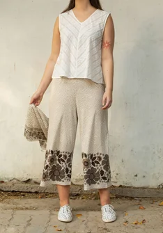 Pantalon "Kirana" en jersey de coton biologique - calcaire