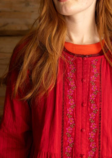 Geweven tuniek "Nome" van biologisch katoen - tomaat