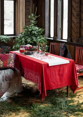 “Baluns” tablecloth in organic cotton - poppy