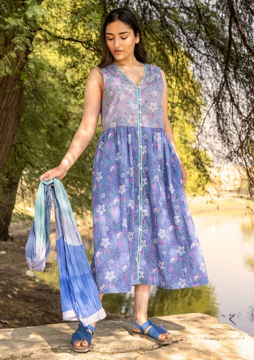 “Nightingale” woven dress in organic cotton - sky blue