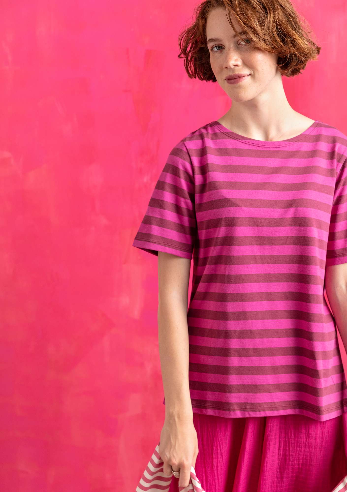 Striped T-shirt cerise/purple red