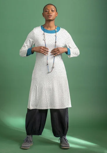 “Luna” lyocell/elastane jersey dress - ecru/patterned