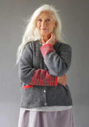 “Stripe” alpaca blend cardigan - graphite