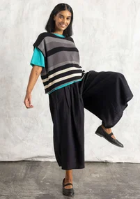 “Rut��” knit vest in organic/recycled cotton - ash grey/stripe