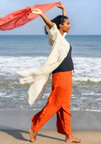 Kleid aus Leinengewebe - Mandelmilch