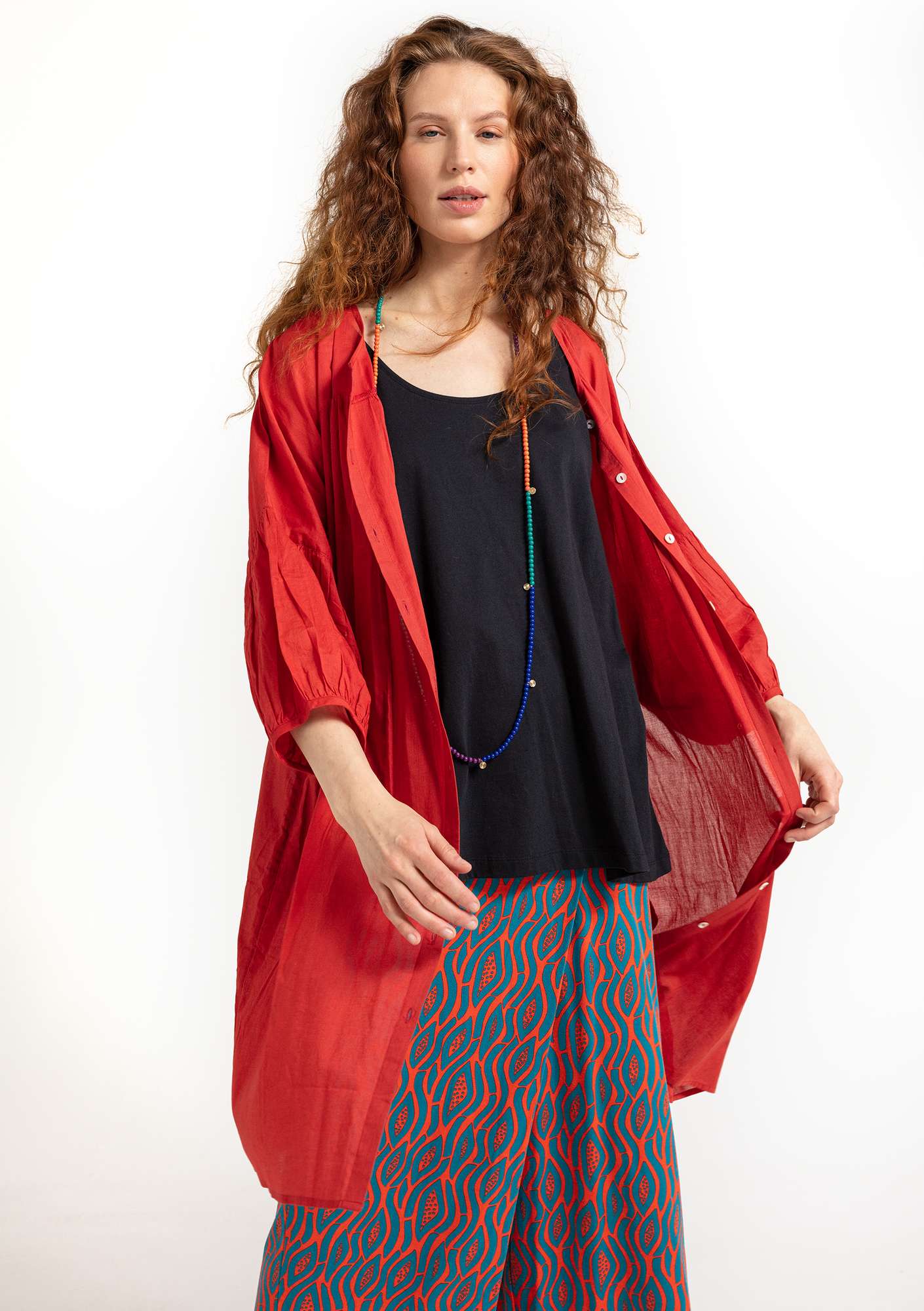 Kleid „Billie“ aus Öko-/Recycling-Baumwolle dunkelkupfer