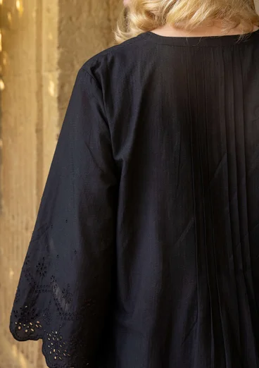 Webkleid „Anglaise“ aus Bio-Baumwolle - schwarz