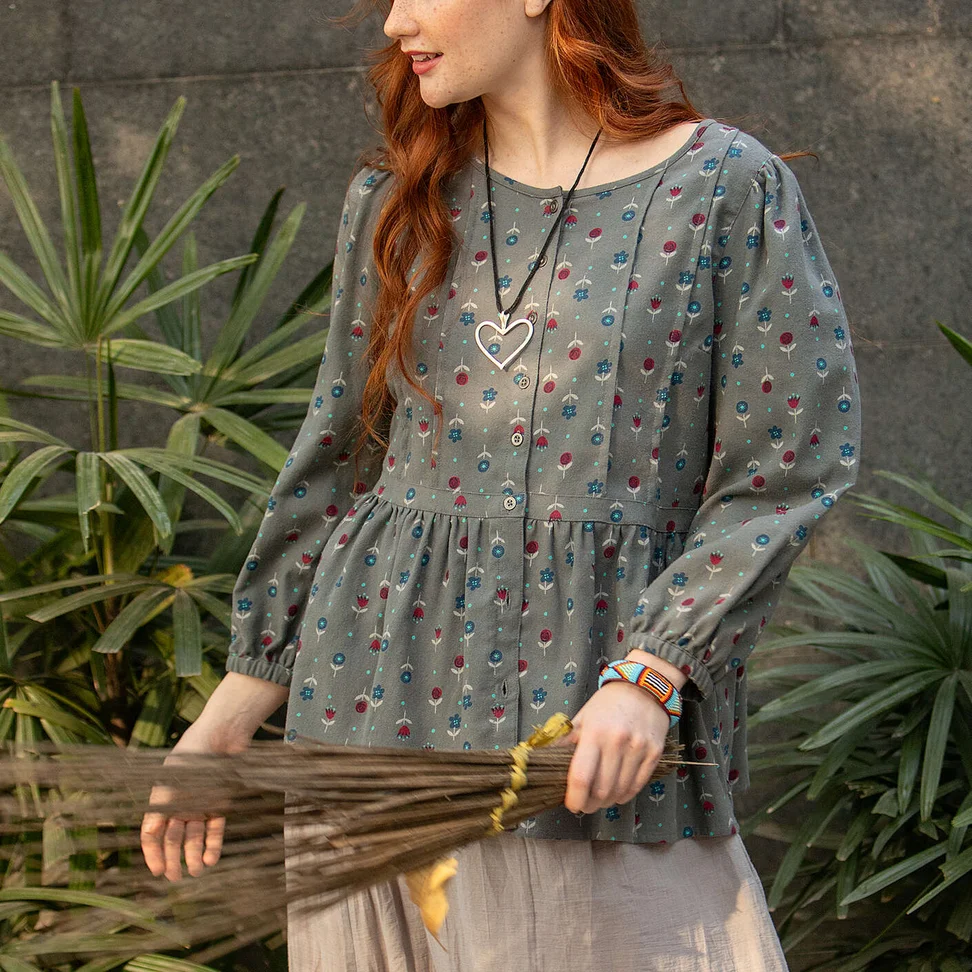 “Tristan” blouse in organic cotton - graphite