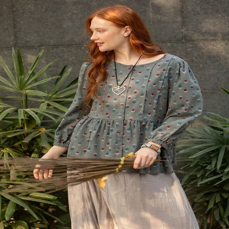 “Tristan” blouse in organic cotton - graphite