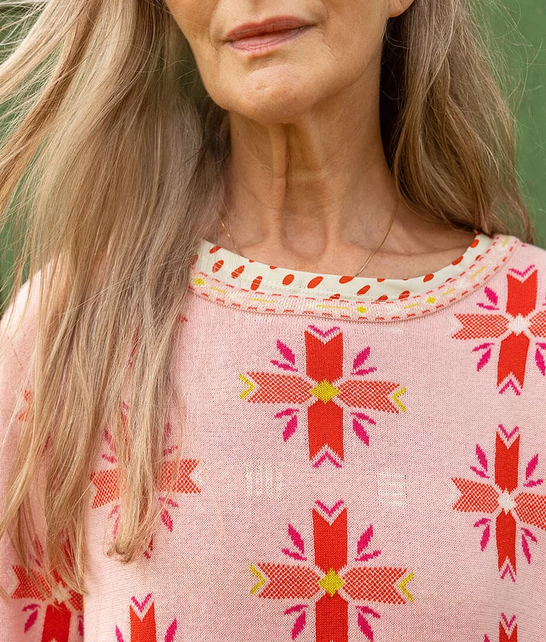 Jacquard sweater "Väddö" in powder pink
