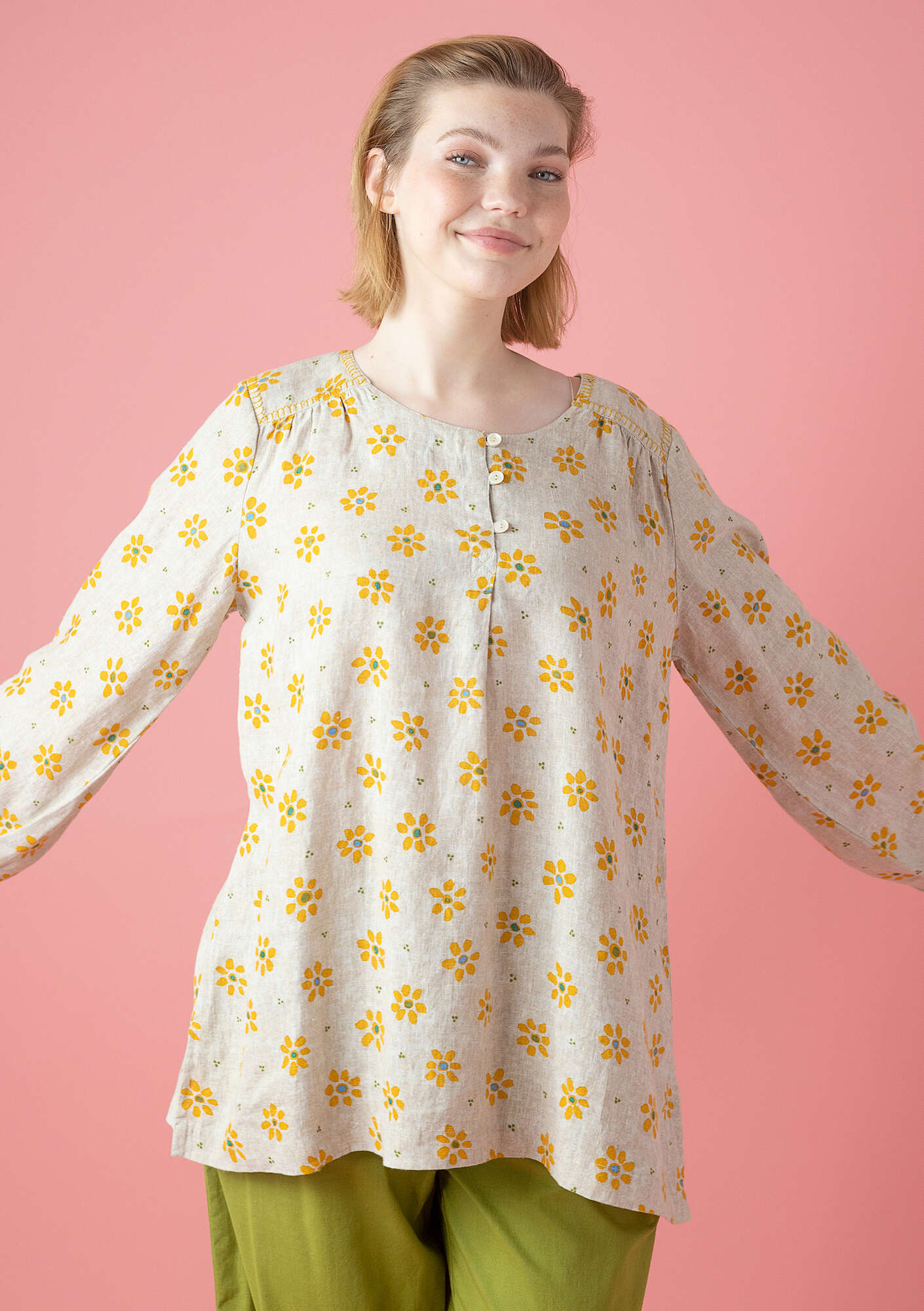 Ester blouse natural/patterned