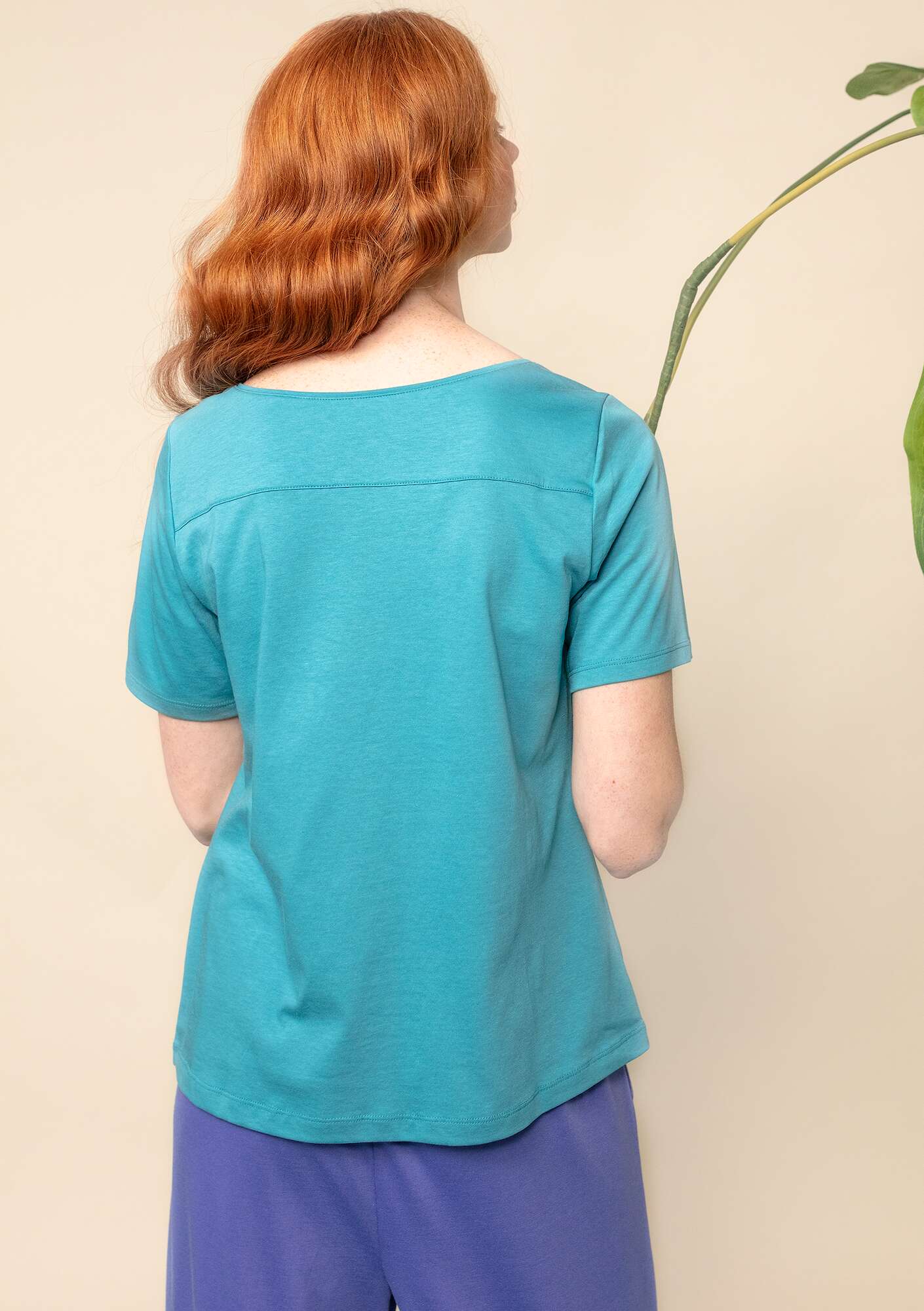 Top made of organic cotton/modal turquoise