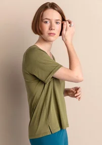 Jerseybluse "Juliet" i økologisk bomuld/modal - tuja
