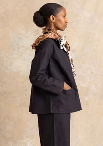 “Esme” woven organic cotton/linen jacket - black
