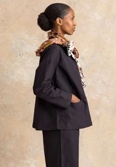 “Esme” woven organic cotton/linen jacket - black