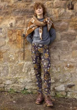 Geblümte Leggings „Idun“ aus Lyocell/Elasthan - schwarzes Umbra