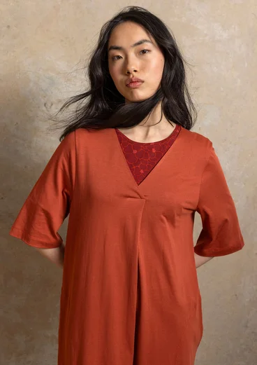 Tricot jurk "Ophelia" van biologisch katoen/modal - kraprood
