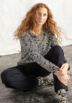 Top "Mona" en jersey de coton biologique/élasthanne - noir/motif