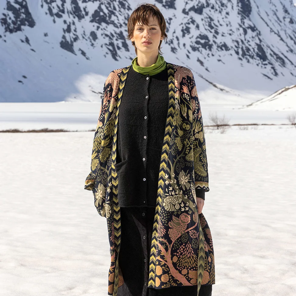 Lang vest "Tanana" van katoen/lyocell - zwart