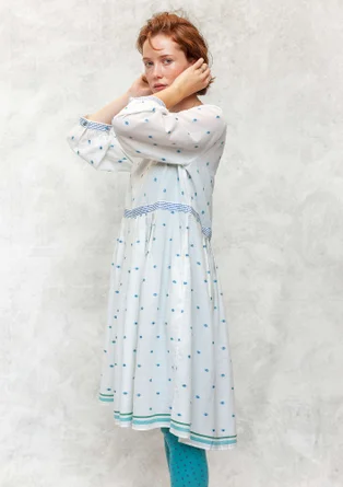 Robe tissée à motif "Signe" en coton bio - blanc cassé