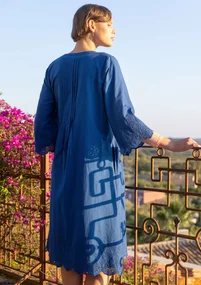Webkleid „Anglaise“ aus Bio-Baumwolle - porzellanblau