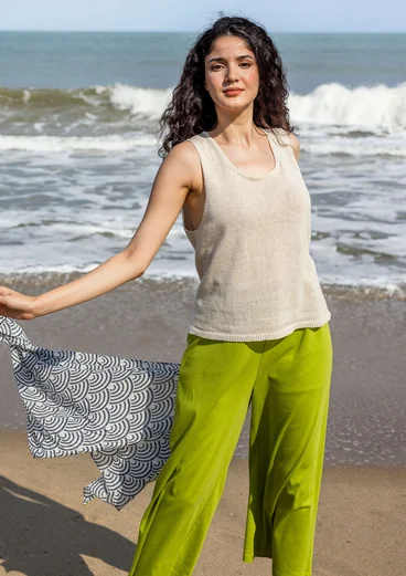 Effen broek van biologisch katoenen tricot - kiwi
