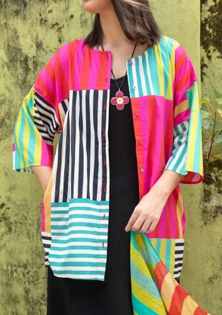 “Cherai” woven blouse in organic cotton - wild strawberry